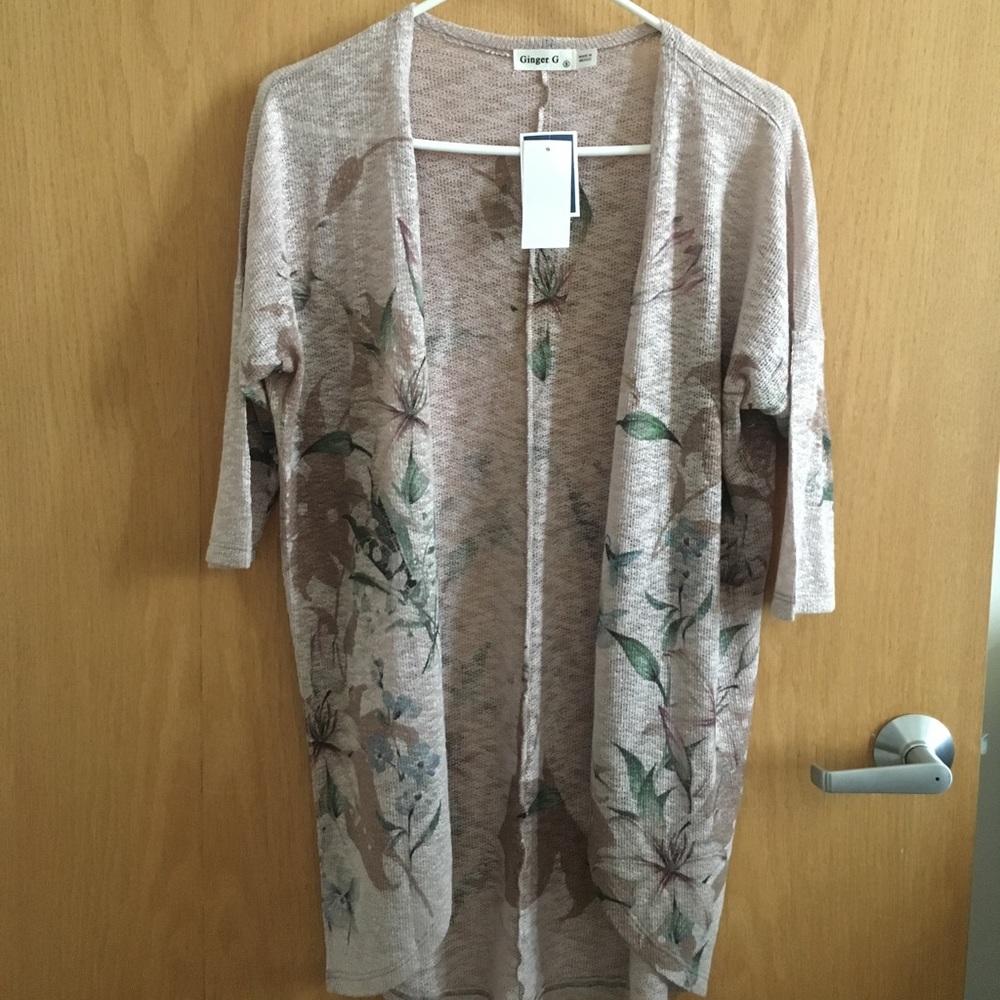 Floral Print Open Front Cardigan size S